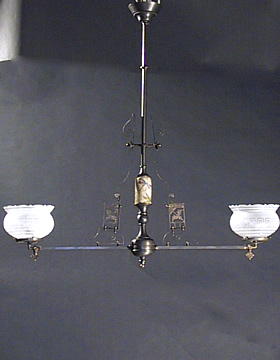 2-Light Aesthetic Eastlake Gas Chandelier with Dragonflies